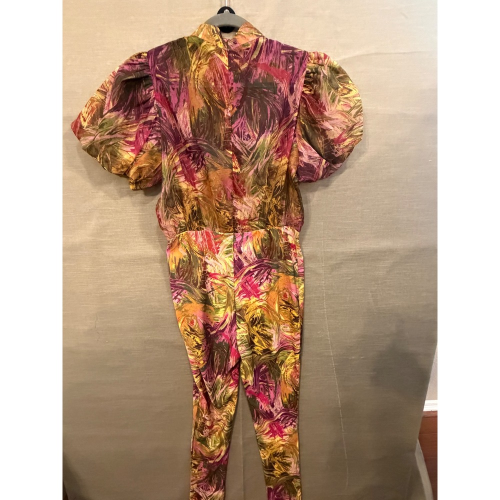 L 117 No. 1 Los Angeles L Abstract Print Puff Sleeve Fitted Jumpsuit Boutique - Picture 4 of 5